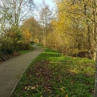 Bild vergr&ouml;&szlig;ern: Gr&uuml;nzug mit Wanderweg, Blickrichtung vom Dwarsweg in Richtung Heidestra&szlig;e